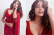 Hot Janhvi Kapoor in a red saree
